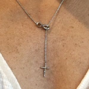Beautiful diamond cross infinity loop necklace.